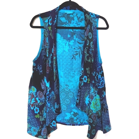 Tianello Mumbai 100% Bemberg Cupro Gorgeous Vibrant Floral Vest Size Medium EUC - Picture 16 of 16